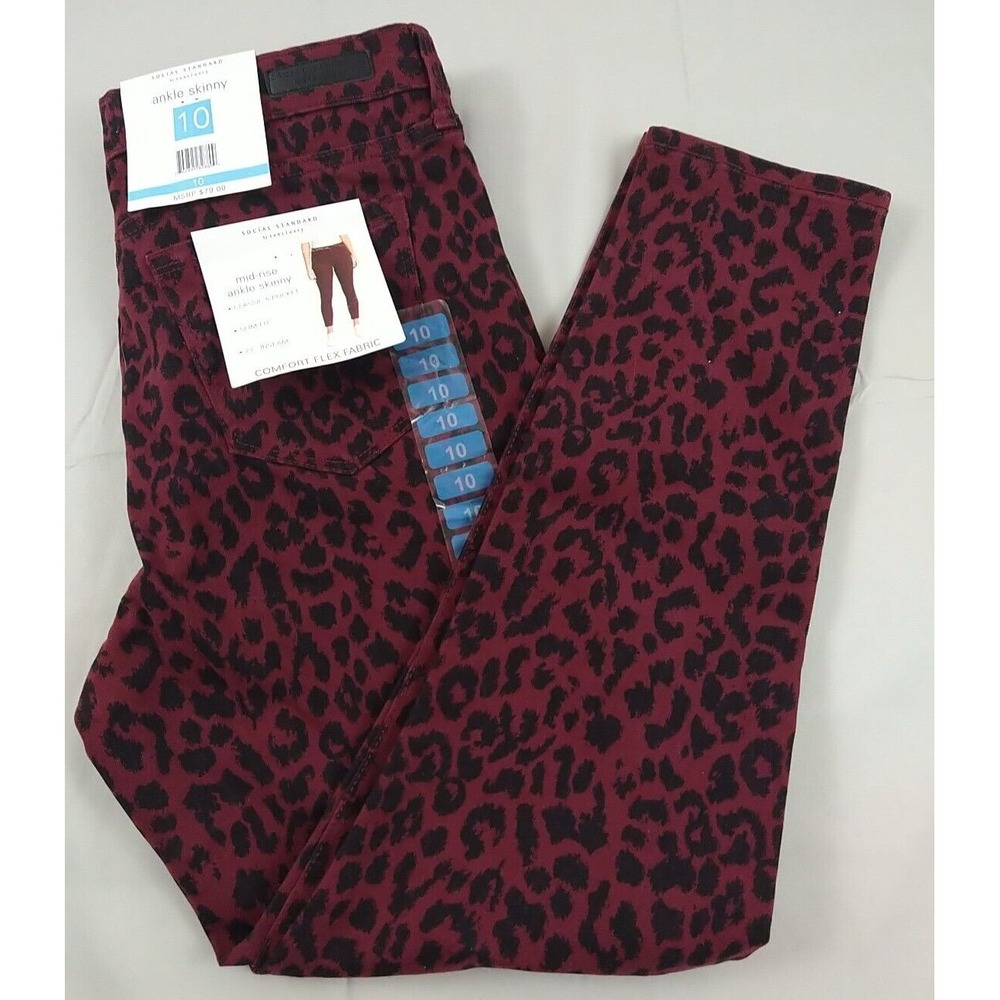 NWT Social Standard By Sanctuary Mid Rise Ankle Skinny Jeans Size 10 Cheetah(873